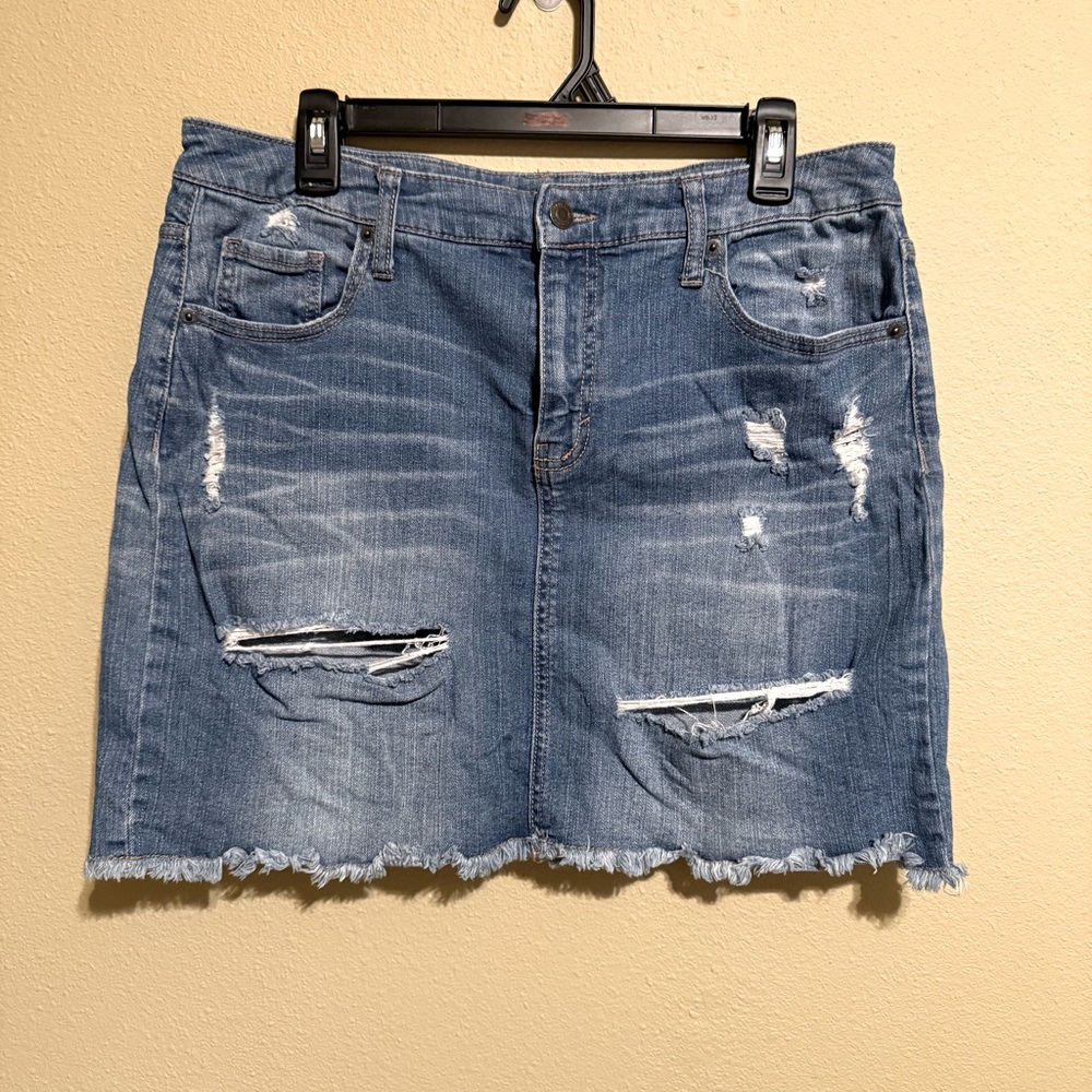 Vintage Massimo Distressed Denim Mini Skirt Women Size 14